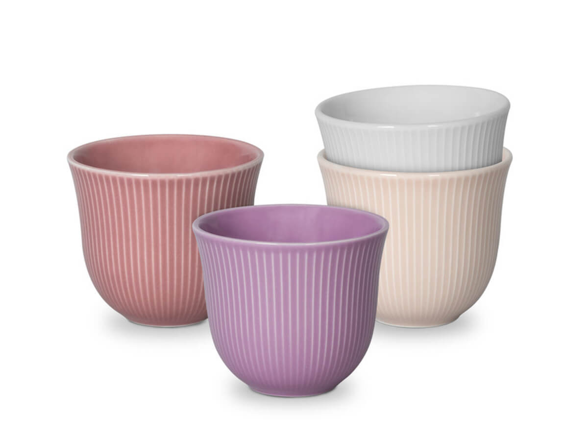 Loveramics | Set of 4 Embossed Tasting Cups - Mauve Morn